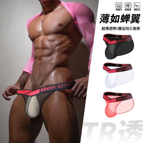 2件装TR透明V腰运动男士性感内裤
