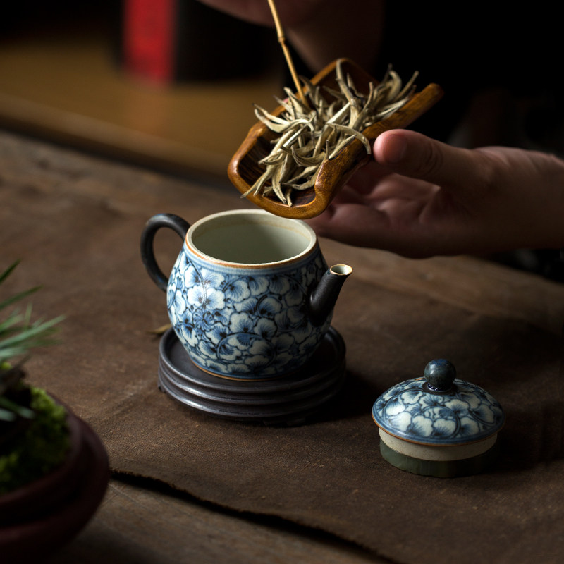 【青花银杏满身壶】景德镇手工茶壶手绘青花瓷泡茶器家用功夫茶具