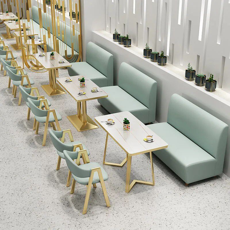 奶茶店桌椅组合甜品汉堡小吃快餐店网红简约清新餐厅家具卡座沙发