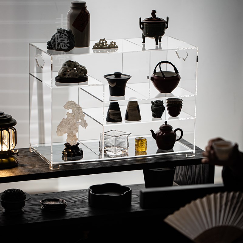 圭隐堂亚克力轻奢茶具置物架家用简约大容量收纳柜展示架储物柜子
