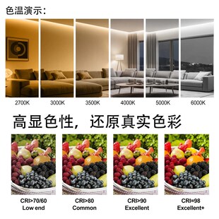 24V灯条2835全光谱98显指2700K3000K3500K4000K5000K6000K线条灯