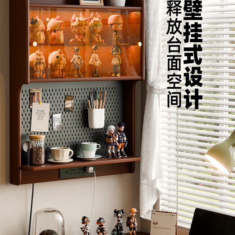实木悬浮柜壁挂餐边柜餐桌一体厨房墙面吊柜上墙上置物架储物柜子