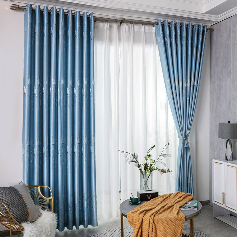 2021新款加长加高窗帘卧室遮阳家用3米1打孔挂钩式全遮光加厚布料