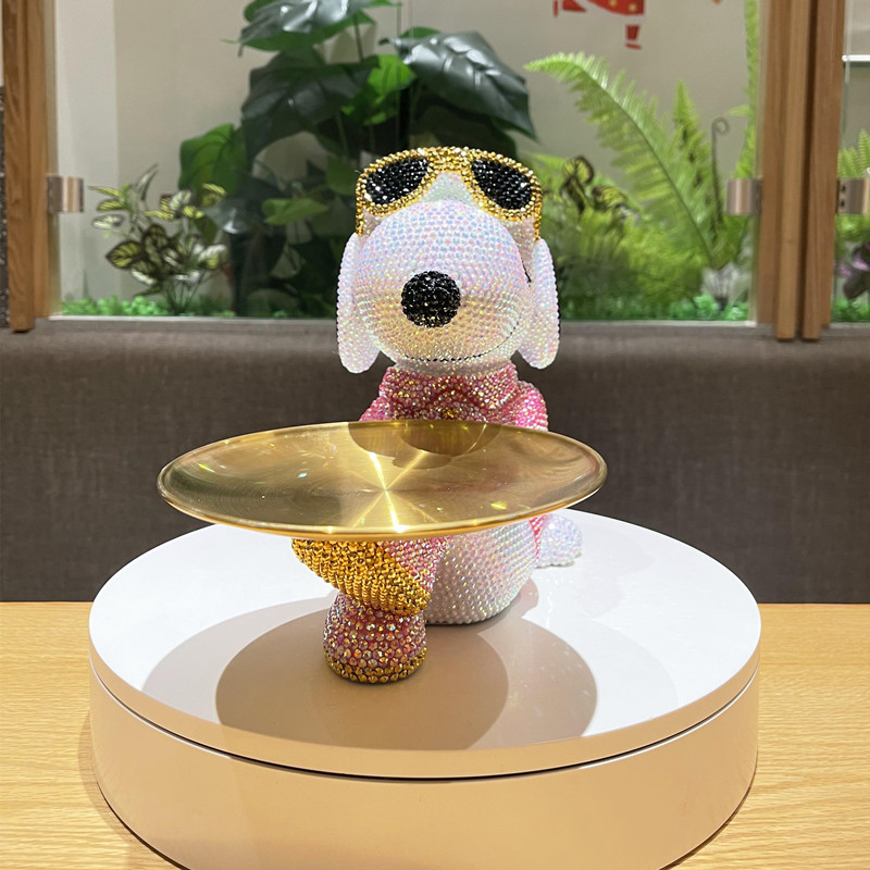 DIY贴钻眼镜狗玄关钥匙收纳摆件客厅酒柜电视柜家居装饰品乔迁