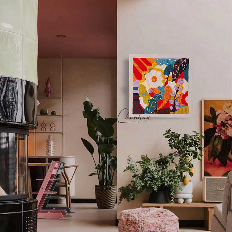 繁花俄罗斯戳戳绣材料包 手工毛线画DIY制作 挂画送礼推荐