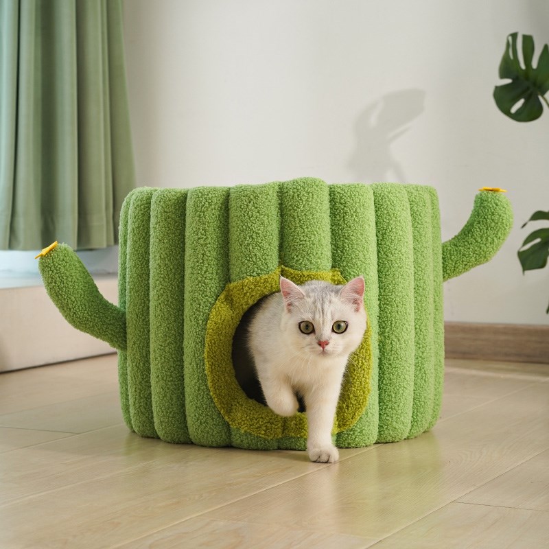 月饼喵可爱仙人掌剑麻桶猫窝冬季保暖封闭式猫屋猫爬架四季通用