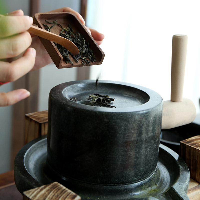 宋代点茶石磨茶碾子石臼石转运 石磨宋代点茶粉研磨 茶磨石磨