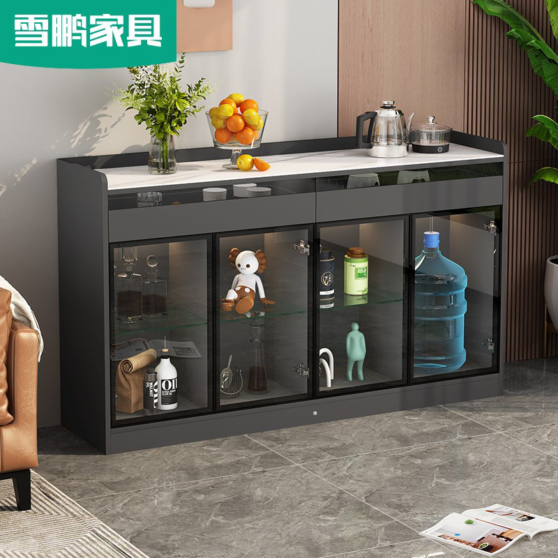 岩板餐边柜多功能带茶水柜办公室储物柜水吧茶水收纳矮置物柜酒柜