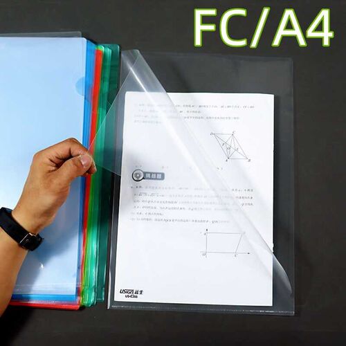 L型文件套FC加大文件夹A4透明二页夹简历合同图纸收纳单页保护套