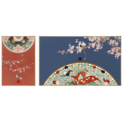 新中式中国风客厅花鸟图双联装饰画沙发背景墙挂画卧室古风床头壁