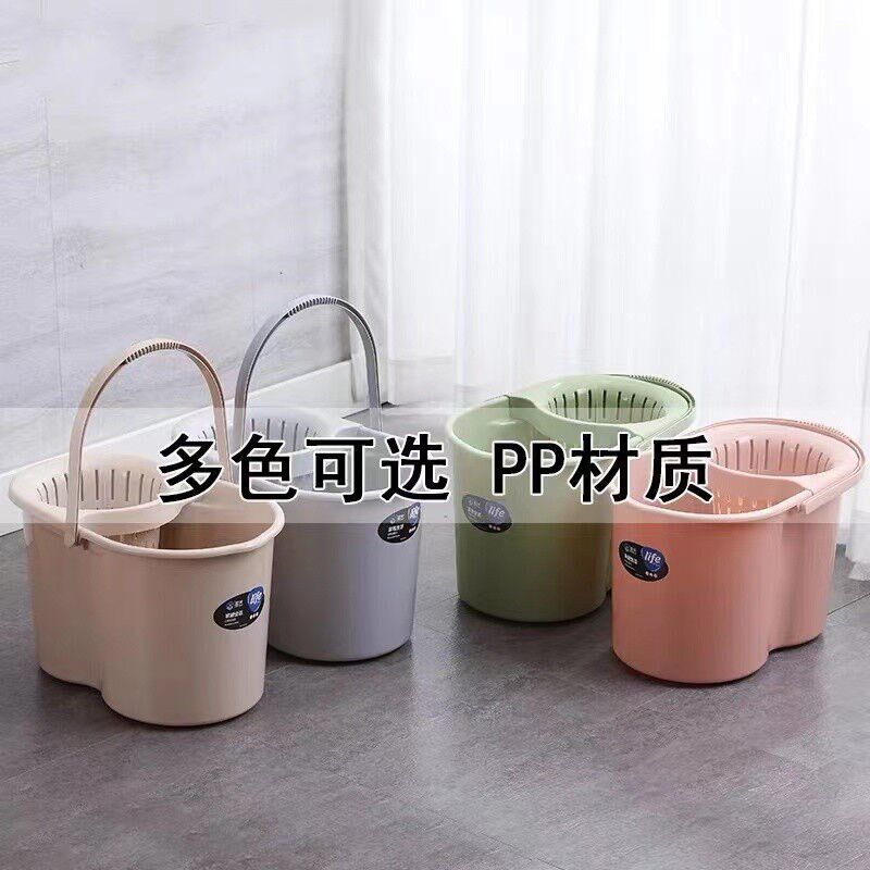 手动挤水桶手压地拖桶拖地拖把桶塑料旋转拧水单桶老式墩布桶灰色
