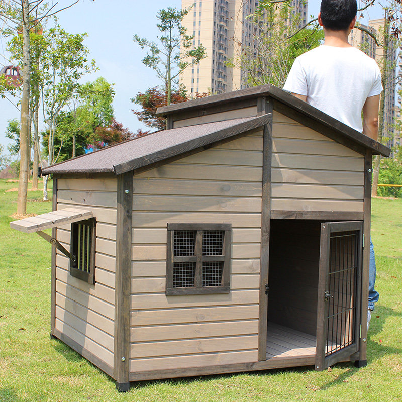双顶室户外防腐实木狗屋狗窝犬舍防雨金毛狗笼狗房子别墅超大型犬