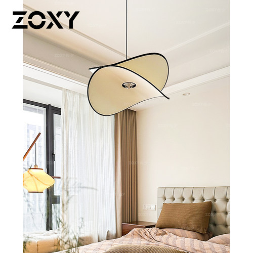 zoxy中古侘寂风卧室薯片荷叶吊灯南洋复古餐厅书房布艺灯法式客厅