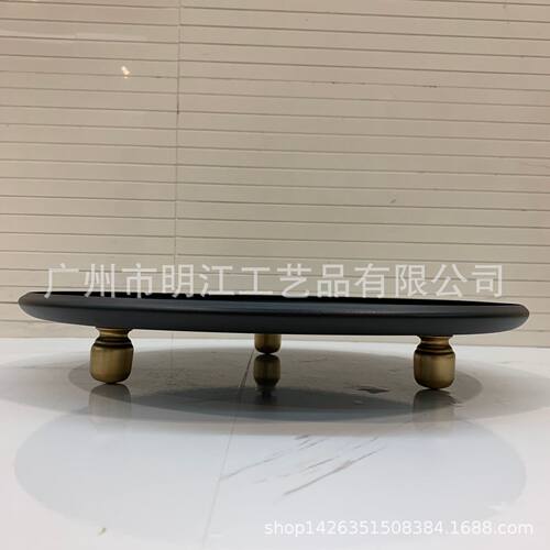 金脚圆盘新中式装饰摆件托盘微景观创意茶室样板房山水茶几软装