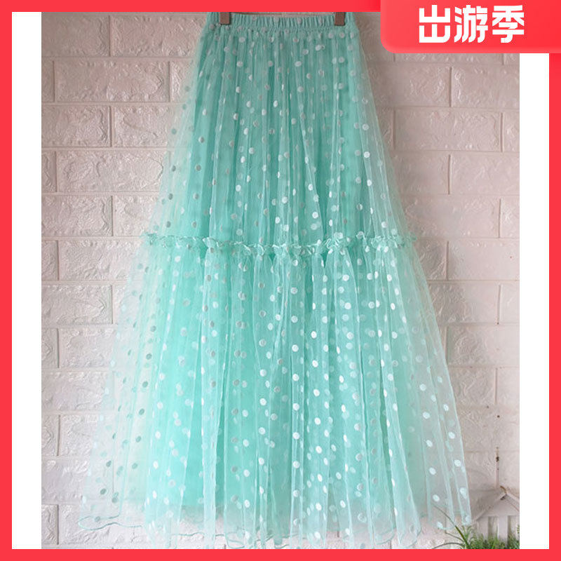 高级感波点气质网纱半身裙显瘦蛋糕裙大摆蓬蓬高端白色纱裙半身女