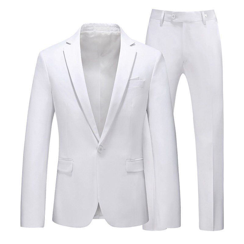 夏季男士伴郎新郎结婚礼服西装套装修身大码休闲正装西服两件套男
