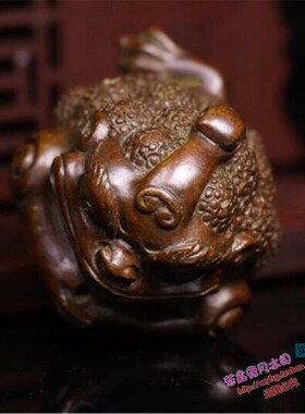 纯铜手工仿古实心紫铜茶宠小物件 金蟾香插 茶道小摆件