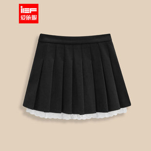 IEF/爱依服半身裙2025冬季新款甜美减龄少女风设计感百搭呢绒摆裙