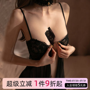 上小楼性感睡衣女前扣情调纯欲风小胸聚拢带胸垫蕾丝吊带睡裙夏天