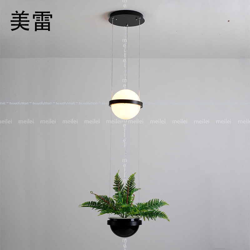 极简风吧台植物吊灯床头样板房创意简约亚克力球音乐餐厅展厅吊灯