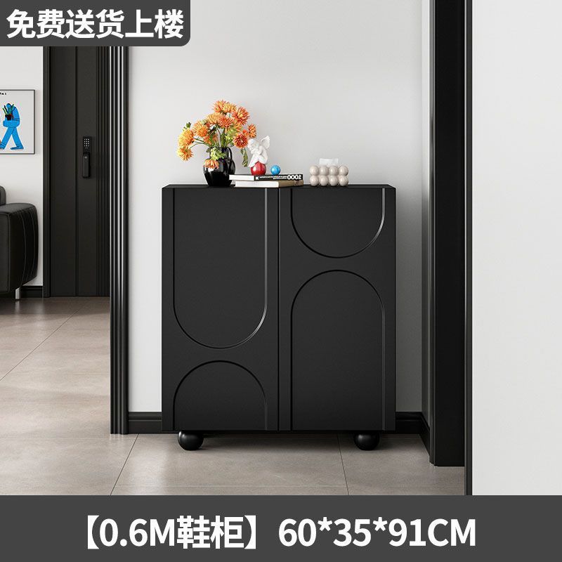 法式奶油简约鞋柜玄关家用门口入户一体鞋架靠墙黑色收纳储物柜