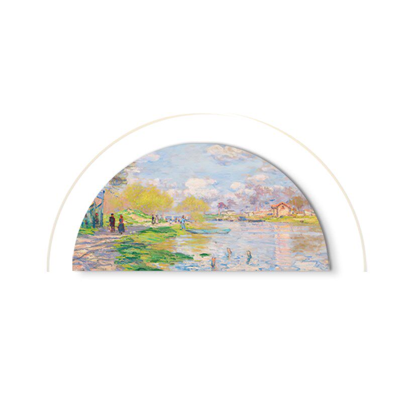 梵高莫奈风景主卧床头挂画沙发背景墙装饰画led壁灯高档卧室灯画