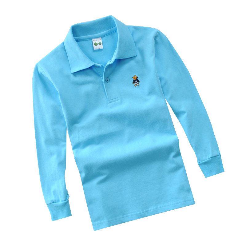 童装儿童秋装纯白色校服男童长袖T恤儿童翻领纯棉长袖polo衫园服