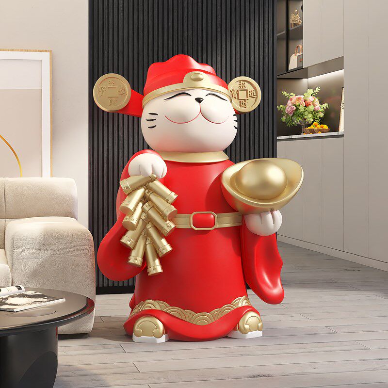 招财猫摆件开业乔迁礼物客厅落地大装饰品客厅电视柜旁高档工艺品