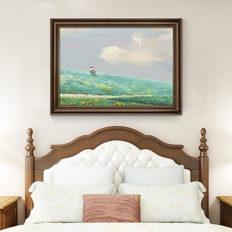 美式花卉风景油画卧室装饰画房间背景墙画艺术壁画儿童房床头挂画