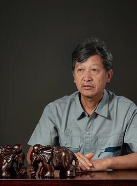 黑檀木雕大象摆件吸财实木一对家居客厅酒柜装饰中式乔迁新居礼品