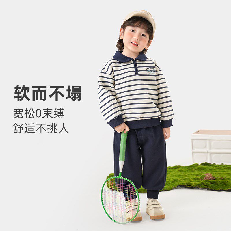 婴儿衣服儿童polo领卫衣裤子套装春装春秋男童女童宝宝上衣两件套