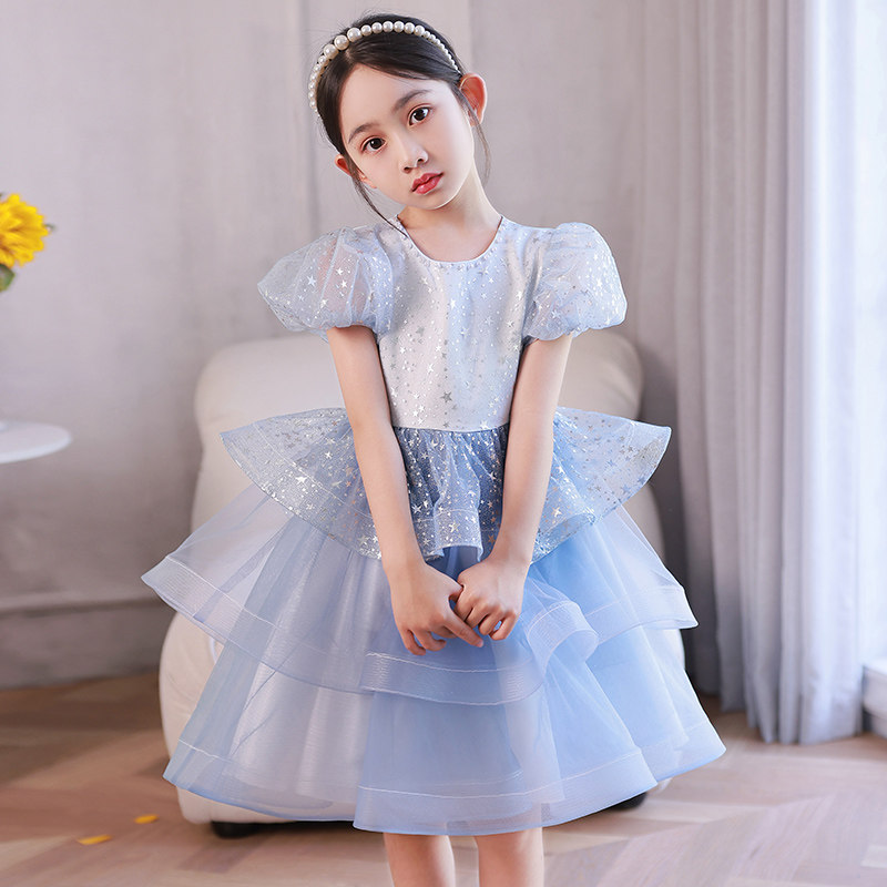 公主裙女童夏季蓬蓬纱裙2023新款花童婚纱女孩主持人钢琴演出服