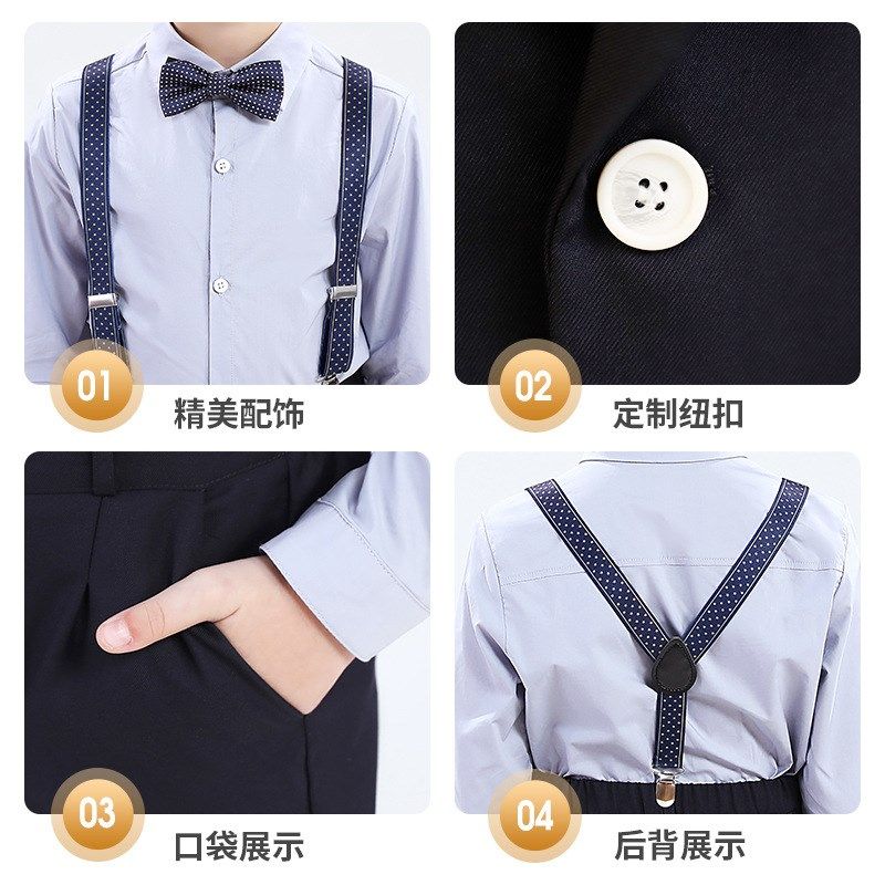 儿童礼服男童西装马甲套装英伦风主持男宝周岁生日西服钢琴演出服