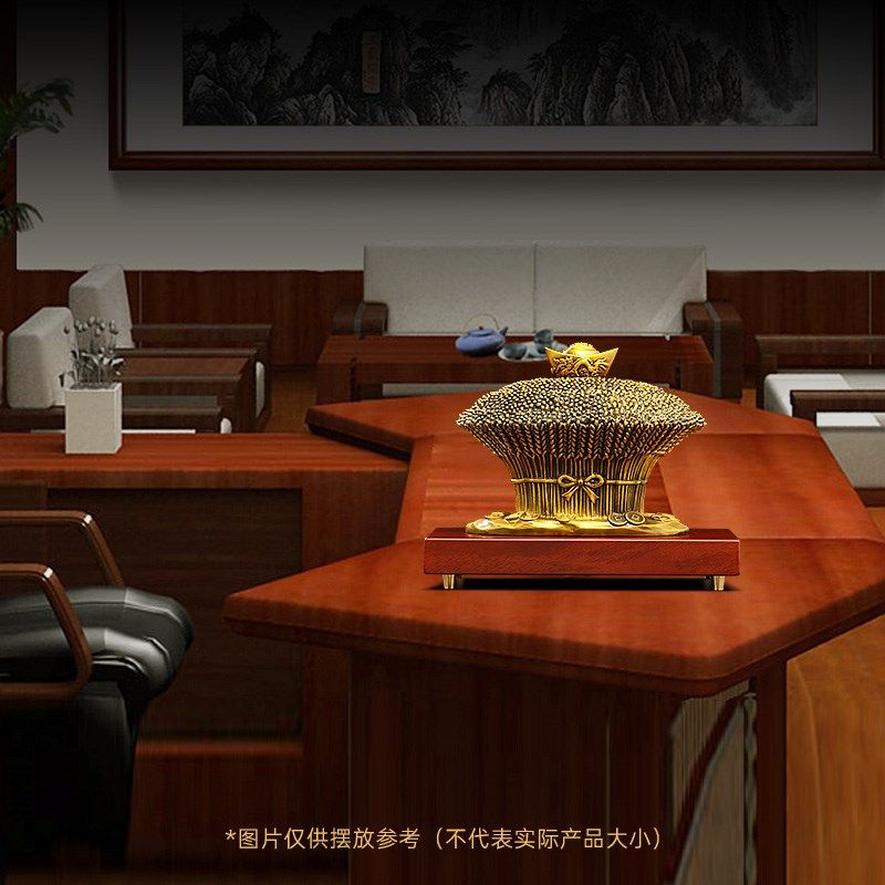 一定大麦摆件招财铜工艺品公司办公室店铺前台装饰品乔迁开业礼物