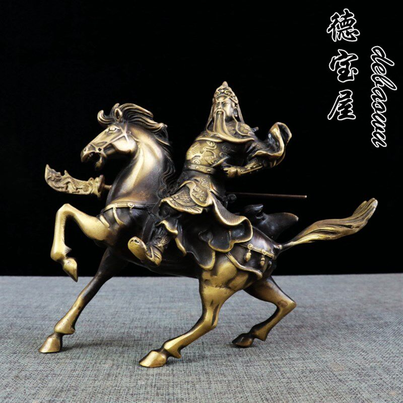 纯铜骑马关公像摆件神像铜像供奉镇宅招财武财神家居摆设开业礼品