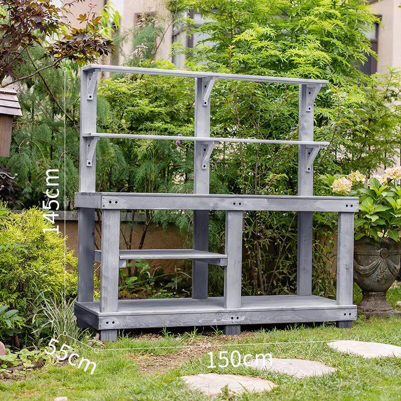 花园大型防腐木花架多层置物架工具台园艺花盆架子户外庭院工作台