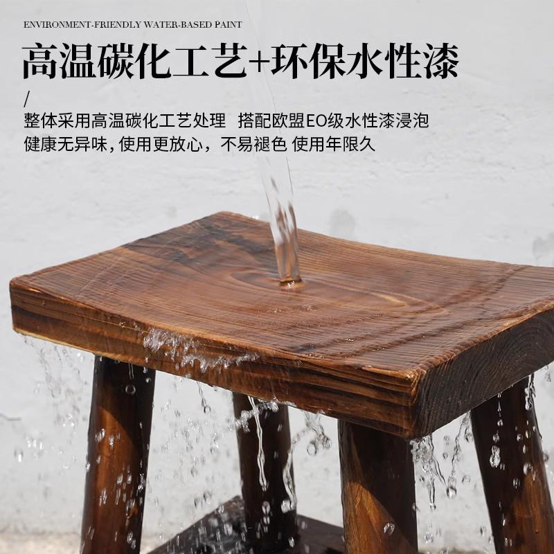 防腐木制美式乡村民间家具 松木圆凳家用原木风矮圆凳