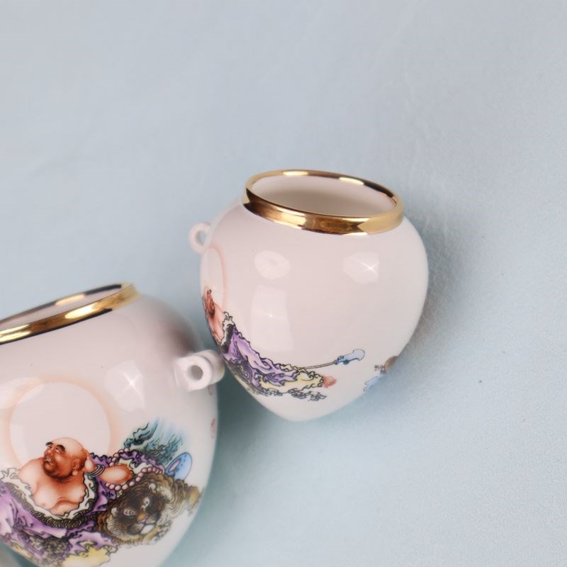 画眉鸟杯子瓷碗鸟碗鸟食罐高白鸡心金边罗汉画眉竹鸟笼鸟食杯贴花