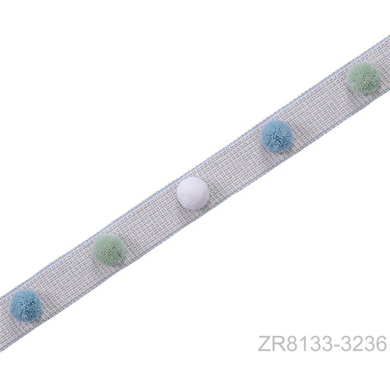 伊甸园彩色毛球织带花边 温馨儿童卧室窗帘侧拼接装饰带 抱枕彩带