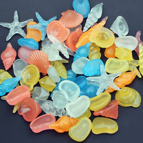 鱼缸造景底砂水族箱布景夜光石夜明珠发光石头乌龟缸装饰品100G