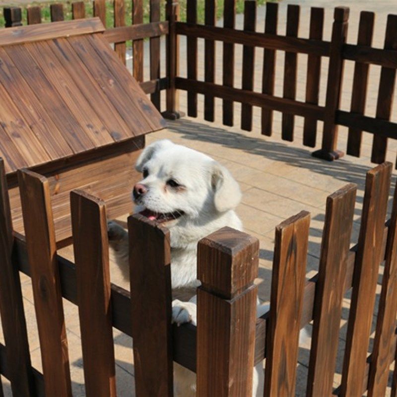 炭化木制狗围栏宠物栅栏隔离栏大型犬中型犬小型犬宠物栅栏狗栅栏