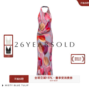 26YEARS OLD经济上行的美度假风无袖印花挂脖2026夏季新款连衣裙