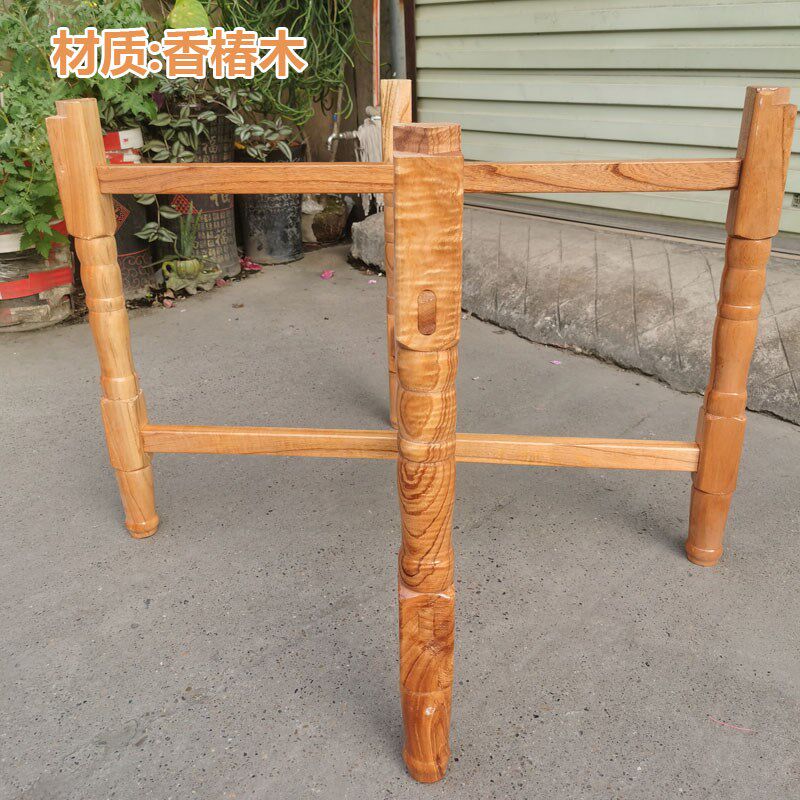 实木大圆桌折叠桌架子方桌餐桌脚架纯木简易折叠桌腿支架桌架桌脚