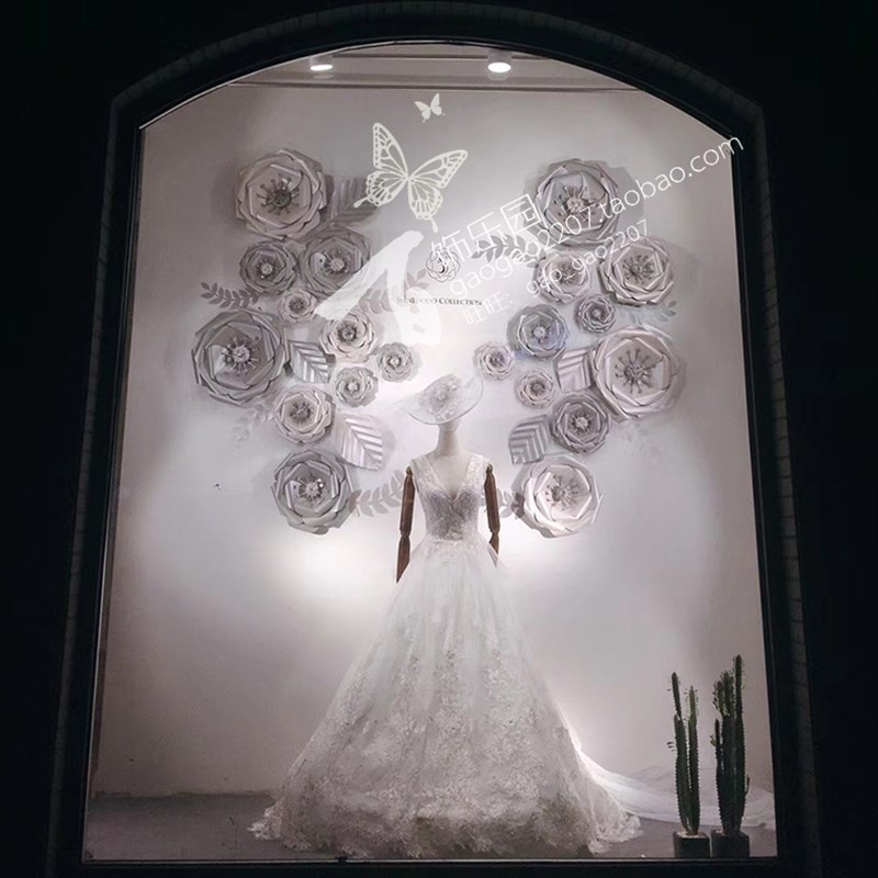 包邮橱窗美陈展示婚礼背景装饰舞台道具Z076-1大型纸花20朵组合