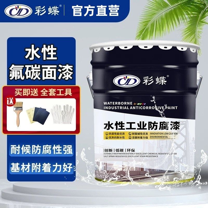 彩蝶水性环氧富锌云铁中间底氟碳金属漆钢结构防锈防腐聚氨酯面漆