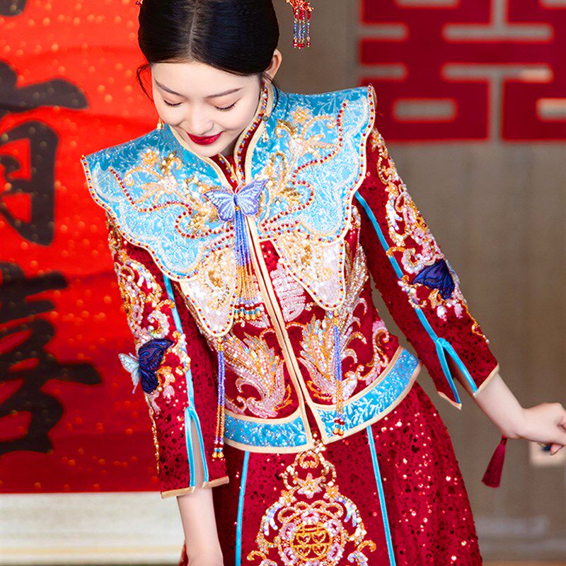 秀禾服婚服新娘2024新款中式嫁衣龙凤褂奢华出阁服夏季薄款秀和服