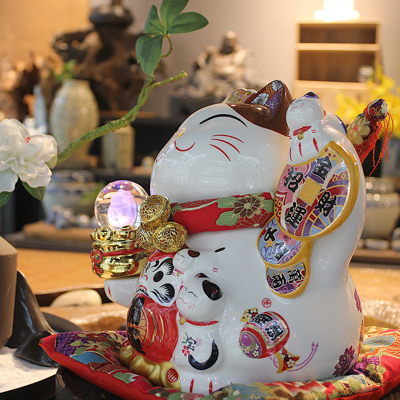 招财猫大摆件 客厅前台店铺开业礼品 日式家居装饰创意陶瓷存钱罐