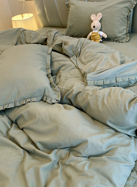 cec潮流仙踪绿花边四件套被套床笠款1.8三件套学生宿舍床单人1.5m