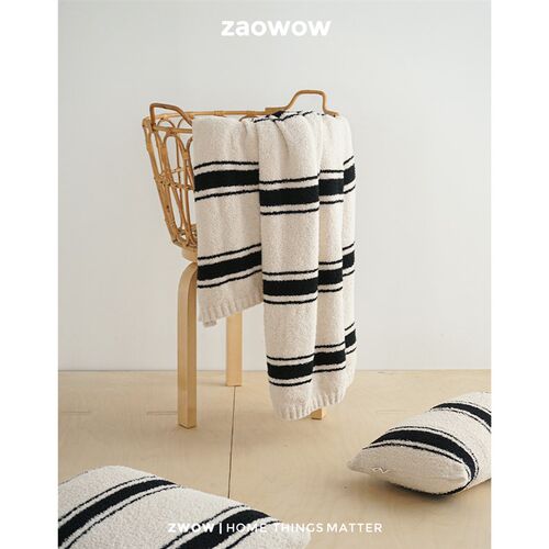 #9.19新品#黑米条纹双面半边绒盖毯休闲毯毛毯午睡毯沙发床盖