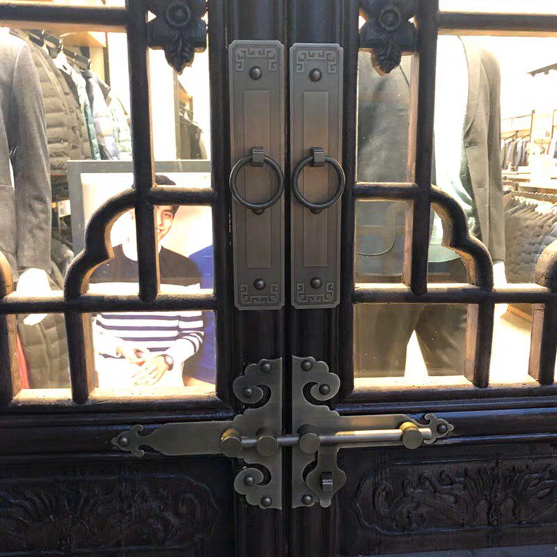 仿古纯铜门栓中式庭院花园大门铜插销老式门扣门锁复古门闩铜门栓